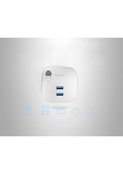 Baseus Çok Fonsiyonlu Notebook Adaptörü Hub Dual USB 3.0 RJ45 TF/SD-(5775) - LKM4051-3680