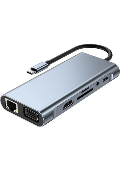 Ally BYL-2110 11IN1 Multifonksiyonlu Type-C Hub Adaptör DÖNÜŞTÜRÜCÜ-(5775) - LKM1929-5587