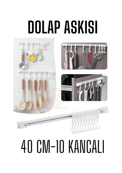 Turk Kayar Askılı Mutfak Dolap Askısı Banyo Askısı - LKM5007-7385