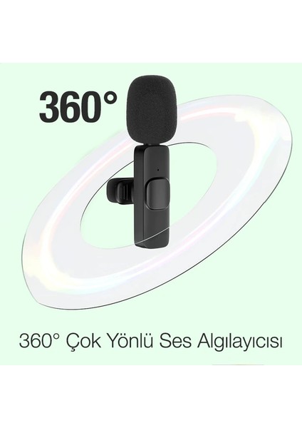 Ally K8 Type-C Tak Konuş Wireless Kablosuz Mini Yaka Mikrofonu Canlı Yayın Mikrof - LKM2491-1140