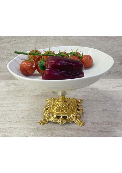 Porselen Ayaklı Bol Kase Gold Ayaklı 25 cm