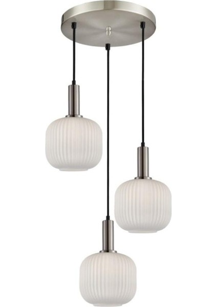 Mylights Modern Spor Paslanmaz Inox Üçlü Salon Avize Otorma Odası Avize Opal Camlı