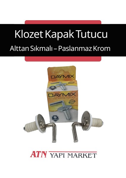 Daymix Alttan Sıkmalı Klozet Kapak Tutucu – Paslanmaz Krom – Vidalı Montaj – 5 Yıl Garantili