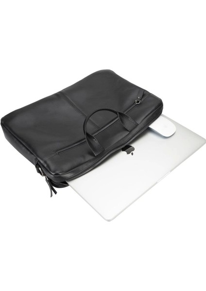 Apollo 13-14 Inç Deri Laptop Çantası Rst1 Siyah