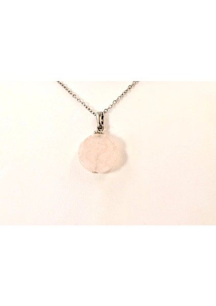 Gül Desenli Pembe Kuvars Kolye fiyatları