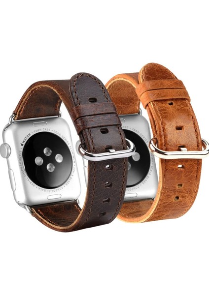 Ally Apple Watch 7-8 41MM 6-5-4 40MM Retro Deri Kordon Kayış 3-2-1 38MM-(5775) - LKM4787-6187