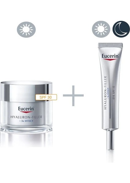 Hyaluron-Filler Gündüz Kremi Tüm Cilt Tipleri Için SPF30 50 ml + Göz Kremi SPF15 15 ml