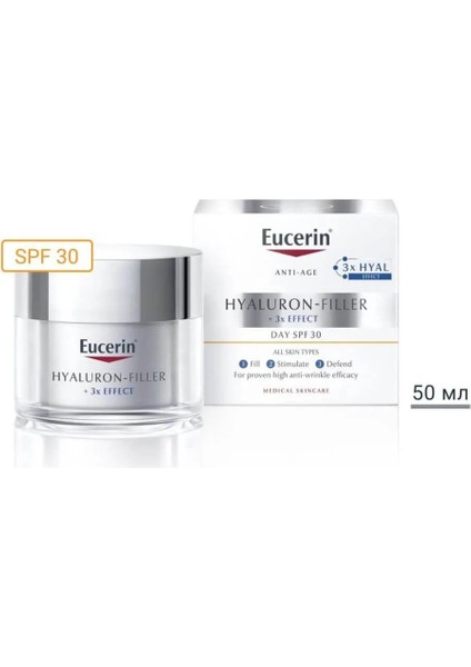 Hyaluron-Filler Gündüz Kremi Tüm Cilt Tipleri Için SPF30 50 ml + Göz Kremi SPF15 15 ml
