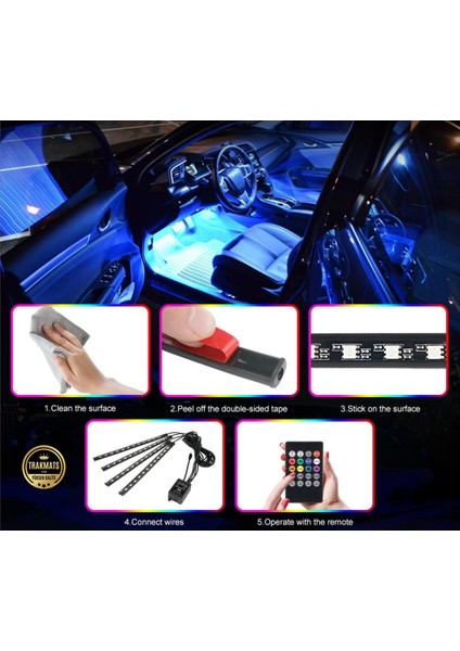 Ford Connect 2002-2003-2004-2005-2006-2007-2008-2009-2010-2011-2012-2013 Araç Içi Led, Şerit Işık 48’li Rgb Atmosfer Aydınlatma | Ses Kontrollü & Uzaktan Kumandalı