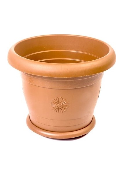 (5 Adet) Plastik Kahverengi Klasik Bahçe Çiçek Saksısı No: 1 (18X15 Cm)