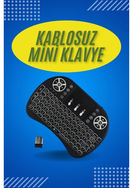 Işıklı Kablosuz Mini Klavye ve Dokunmatik Mouse Seti Türkçe Kablosuz