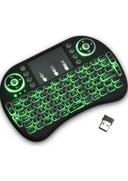 Işıklı Kablosuz Mini Klavye ve Dokunmatik Mouse Seti Türkçe Kablosuz