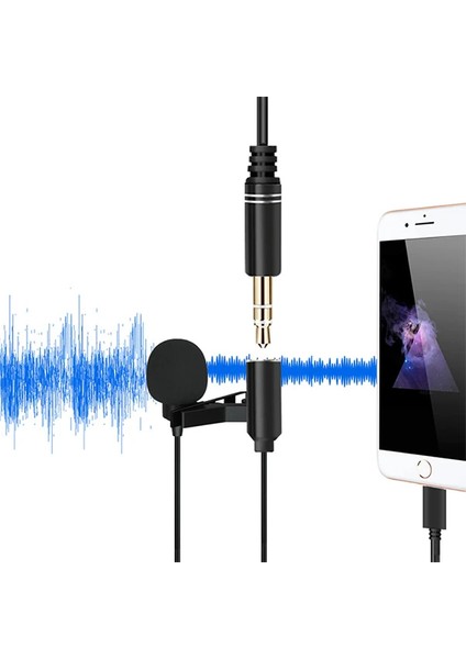 Ally iPhone Lightning Yaka Mikrofonu+3.5mm Jack Profesyonel Youtuber MIKROFONU-(5775 - LKM1785-9616