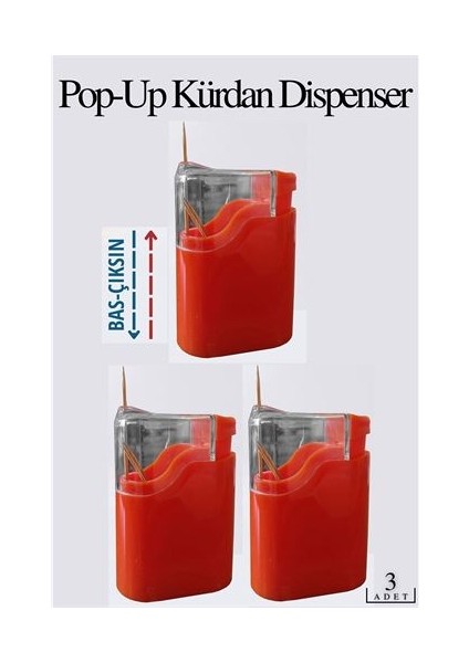 Turk Otomatik Bas-Bırak Kürdanlık 3 Lü Set - LKM8741-9072