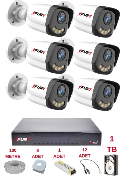 6 Kameralı 4 Warm LED Gece Renkli Görüş-Cepten Izle-Su Geçirmez Güvenlik Kamerası Seti 1tb fiyatları