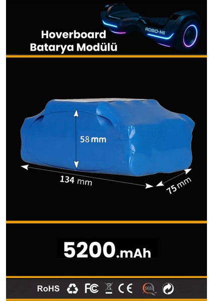 Hoverboard Elektrikli Kaykay Bataryası 5200MAH - Yüksek Yoğunluklu Li-Ion Hücre fiyatları
