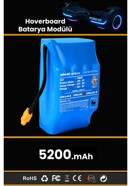 Hoverboard Elektrikli Kaykay Bataryası 5200MAH - Yüksek Yoğunluklu Li-Ion Hücre