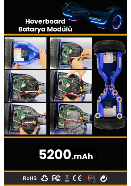 Hoverboard Elektrikli Kaykay Bataryası 5200MAH - Yüksek Yoğunluklu Li-Ion Hücre