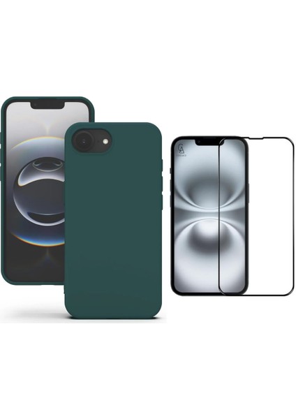 Apple iPhone 16E Uyumlu Içi Kadife Lansman Kılıf ve 5d Tam Kaplayan Cam Ekran Koruyucu