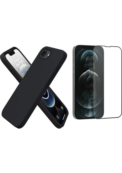 Apple iPhone 16E Uyumlu Içi Kadife Lansman Kılıf ve Seramik Tam Kaplayan Cam Ekran Koruyucu