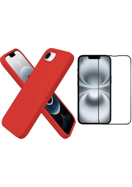 Apple iPhone 16E Uyumlu Içi Kadife Lansman Kılıf ve 5d Tam Kaplayan Cam Ekran Koruyucu