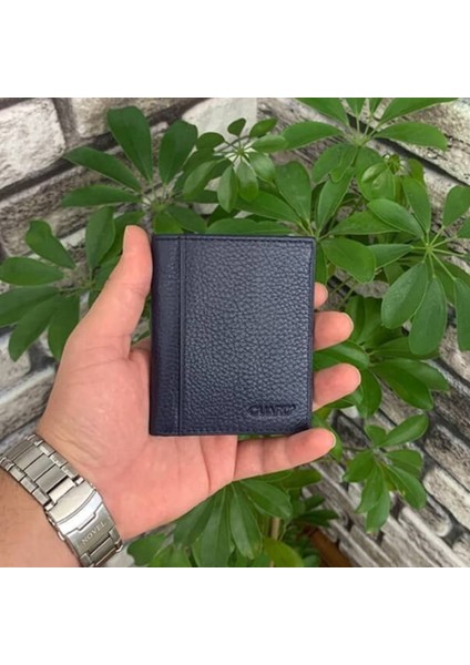 AsyaClub Derije Hakiki Deri Lacivert Mini Erkek Cüzdanı (T946)