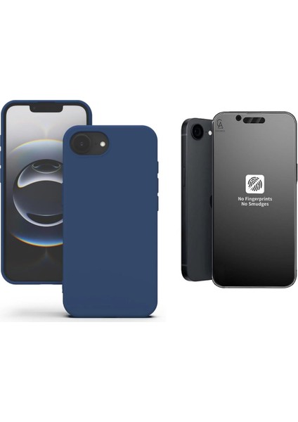 Apple iPhone 16E Uyumlu Içi Kadife Lansman Kılıf ve Mat Seramik Tam Kaplayan Cam Ekran Koruyucu