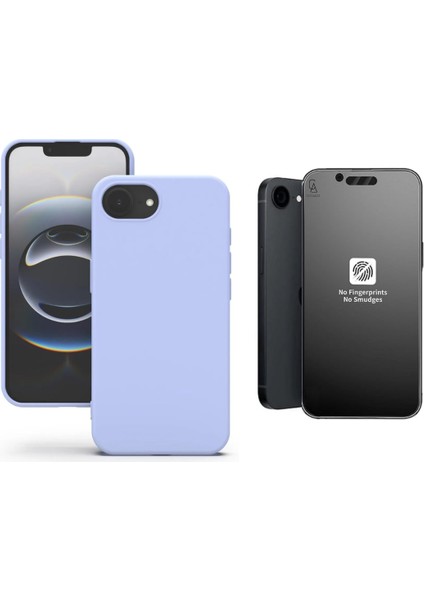 Apple iPhone 16E Uyumlu Içi Kadife Lansman Kılıf ve Mat Seramik Tam Kaplayan Cam Ekran Koruyucu