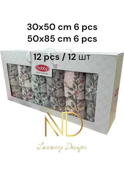 Hobby 6'50X85CM 6'30X50 12'li Nakışlı Havlu Lavander fiyatları