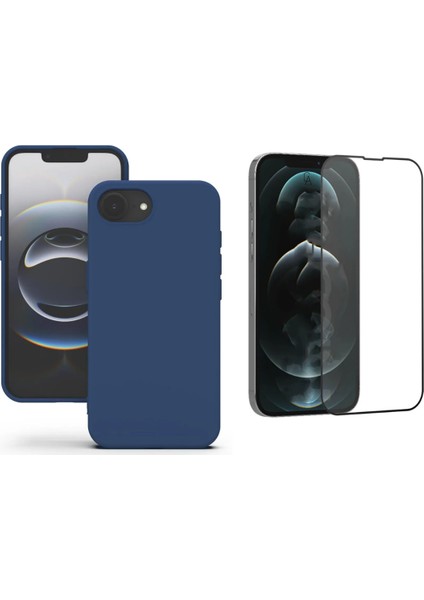 Apple iPhone 16E Uyumlu Içi Kadife Lansman Kılıf ve Seramik Tam Kaplayan Cam Ekran Koruyucu