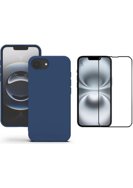 Apple iPhone 16E Uyumlu Içi Kadife Lansman Kılıf ve 5d Tam Kaplayan Cam Ekran Koruyucu