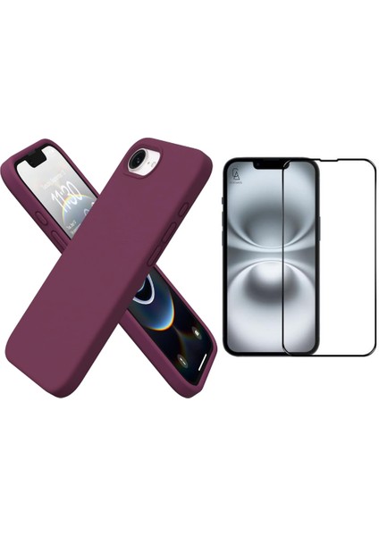 Apple iPhone 16E Uyumlu Içi Kadife Lansman Kılıf ve 5d Tam Kaplayan Cam Ekran Koruyucu