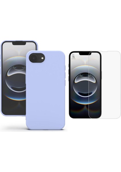 Apple iPhone 16E Uyumlu Içi Kadife Lansman Kılıf ve Temperli Cam Ekran Koruyucu