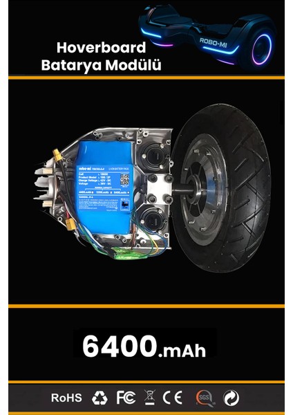 Hoverboard Elektrikli Kaykay Bataryası 6400MAH - Yüksek Yoğunluklu Li-Ion Hücre fırsatları