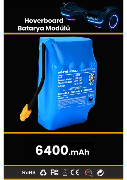 Hoverboard Elektrikli Kaykay Bataryası 6400MAH - Yüksek Yoğunluklu Li-Ion Hücre indirimleri