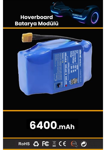 Hoverboard Elektrikli Kaykay Bataryası 6400MAH - Yüksek Yoğunluklu Li-Ion Hücre