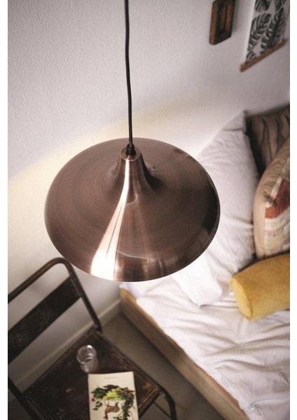 Mylights Bakır Eskitme Kaplama Metal Tekli Sarkıt Avize Kafe Otel Tezgah Masaüstü Otel Yatakbaşı Aydınlatma