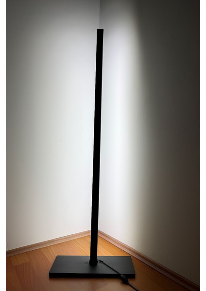 MODERN Minimal Antrasit Gri Ahşap Gövdeli Ahşap Ayaklı Beyaz LED Zemin Lambası-Modern Beyaz LED Çıta-Modern Dekoratif Işık-Sıcak Beyaz Aydınlatma Ayaklı Gece Lambası Şık ve Dekoratif Aydınlatma