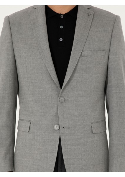Erkek Gri Slim Fit Yün Klasik Ceket 50305790-VR024