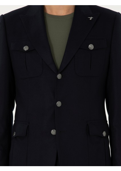 Erkek Koyu Lacivert Slim Fit Blazer Ceket 50290826-VR100