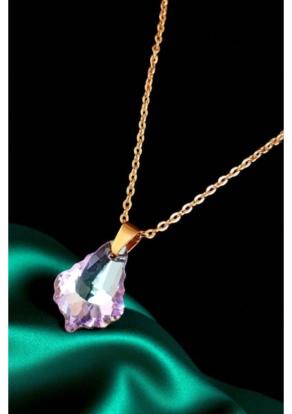 Lina Tia Kadın Çelik Zincirli Su Yolu Altın Kaplama Ham Fasetli Zirkon Taşlı Tasarım Model Yanardönerli Kolye fiyatları