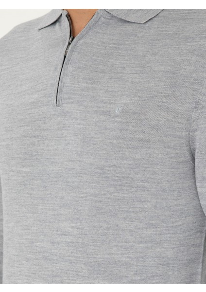 Erkek Gri Regular Fit Basic Kazak 50296495-VR024