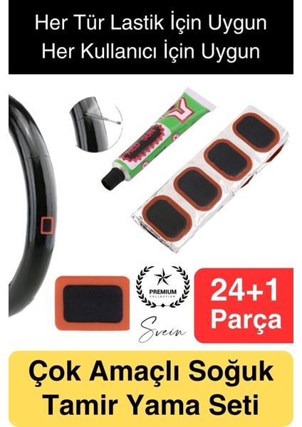 Ekstra Güçlü Araba Bisiklet Motosiklet Soğuk Yama Lastik Tamir Yaması Seti 24 Parça Kolay Pratik