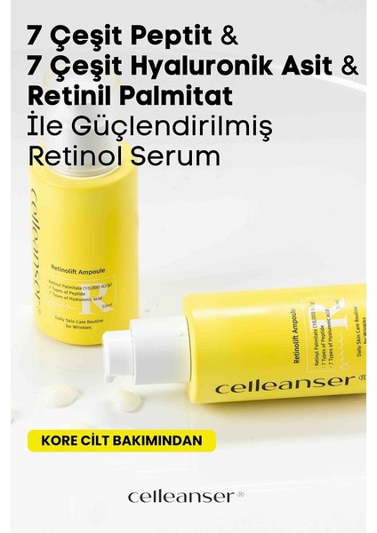 7 Çeşit Peptit & 7 Çeşit Hyaluronik Asit ile Nem ve Cilt Yenilenmesini Destekleyen Retinol Serum indirimleri