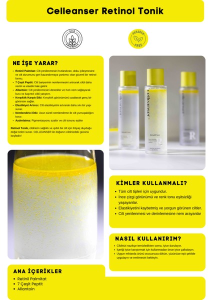 7 Peptit ve Retinil Palmitat ile Cilt Onarımını Destekleyen Retinol Tonik fırsatları