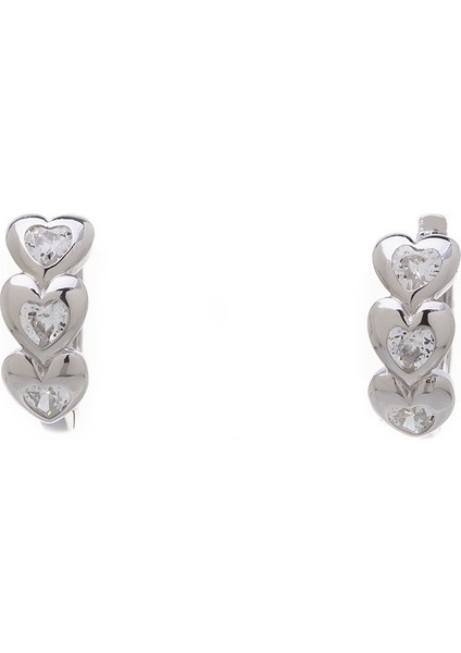 15 mm Kalp Model 925 Ayar Gümüş Zirkon Taşlı Kadın Halka Küpe fiyatları