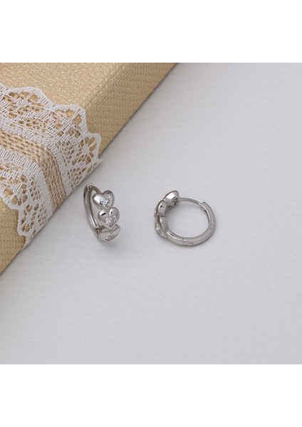 15 mm Kalp Model 925 Ayar Gümüş Zirkon Taşlı Kadın Halka Küpe modelleri
