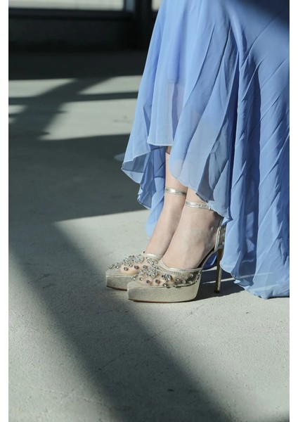 Flora Dore Taş Detaylı Platform Topuklu Ayakkabı