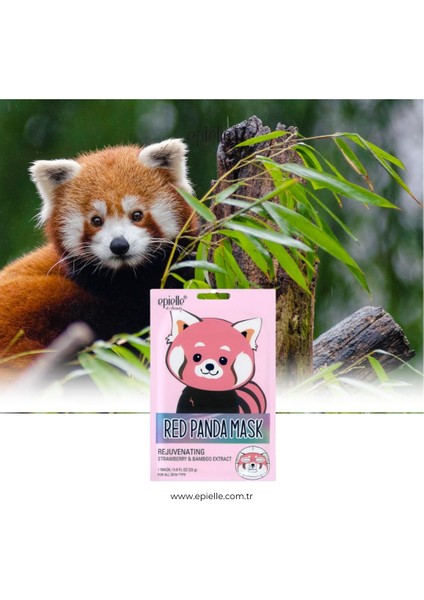 Kızıl Panda Maske – Canlandırıcı Kağıt Yüz Maskesi (Çilek & Bambu Özlü) – Tekli (1 x 23g)