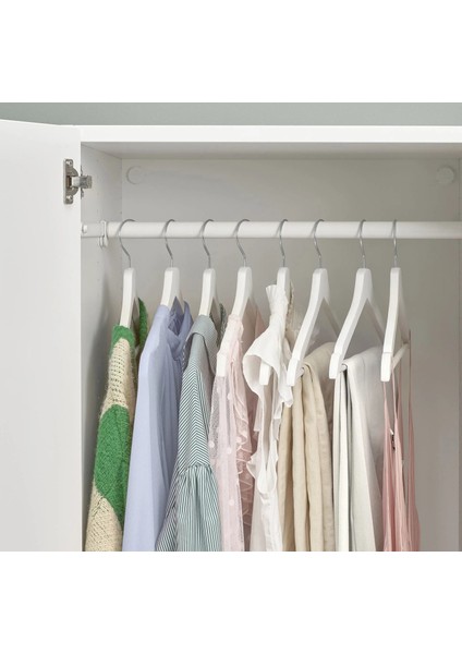 8 Adet Ahşap Giysi Askısı Genişlik 43 cm Ikea 8'li Set Elbise Askısı Beyaz Renk Ahşap Askı